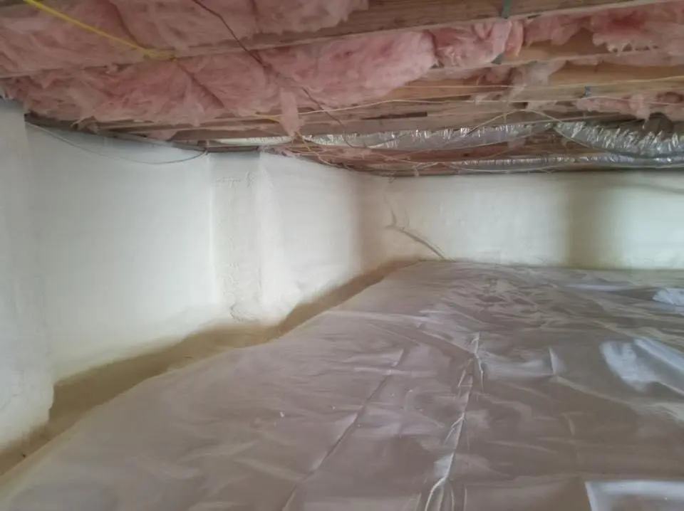 Crawl space encapsulation with closed-cell spray foam for Roof Waterproofing in Palatine
